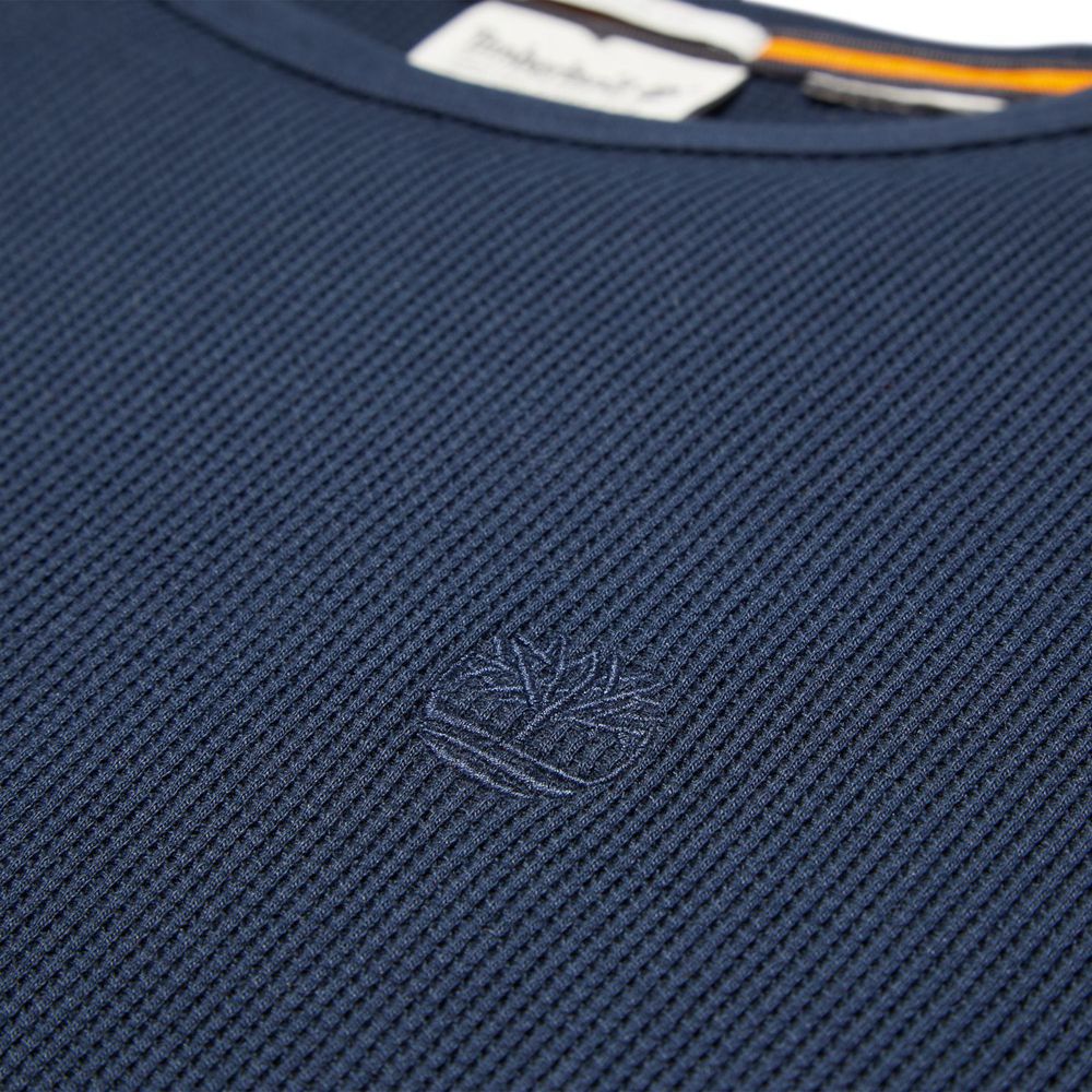 Camisa Timberland Hombre Wharf River Waffle-Knit Crewneck Azul Marino - Chile VAF-891207